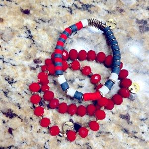 Erimish 3pc set red white and blue. Never worn. Bonus added earrings.